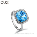 OUXI 2016 Fashion Female Jewelry Blue Crystal Diamond CZ Ring